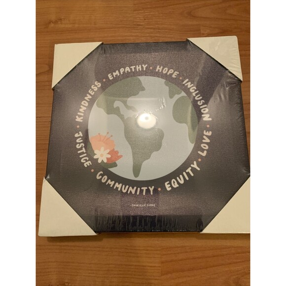 Oh Happy Dani Canvas Wall Art Frame 10"x10" Kindness Empathy Hope Love - Picture 1 of 8